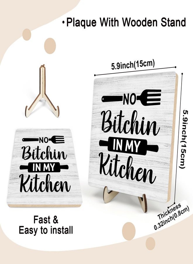 DMADNF Black and White Kitchen Decor Sign,Kitchen Decor Wooden Plaque, Rustic Wooden Plaque Kitchen Farmhouse Tabletop Decor Signs, in My Kitchen 5.9 x 5.9Inch (White) - Image 2